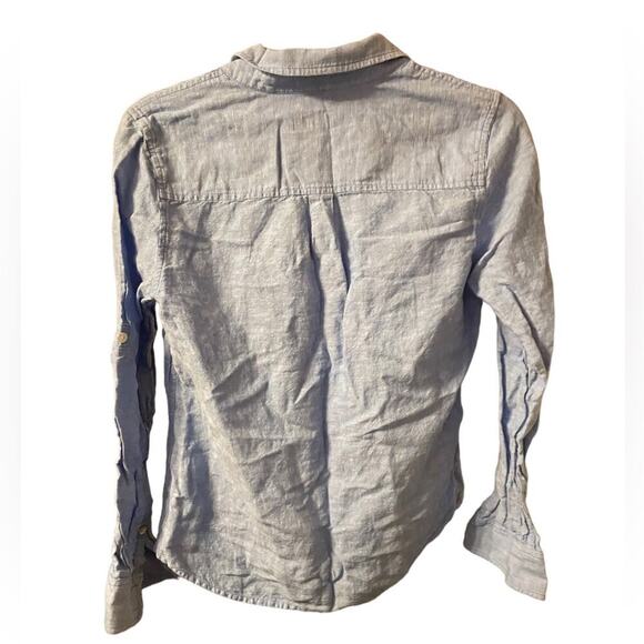 VINEYARD VINES BLUE LINEN POPOVER BLOUSE - Picture 2 of 5